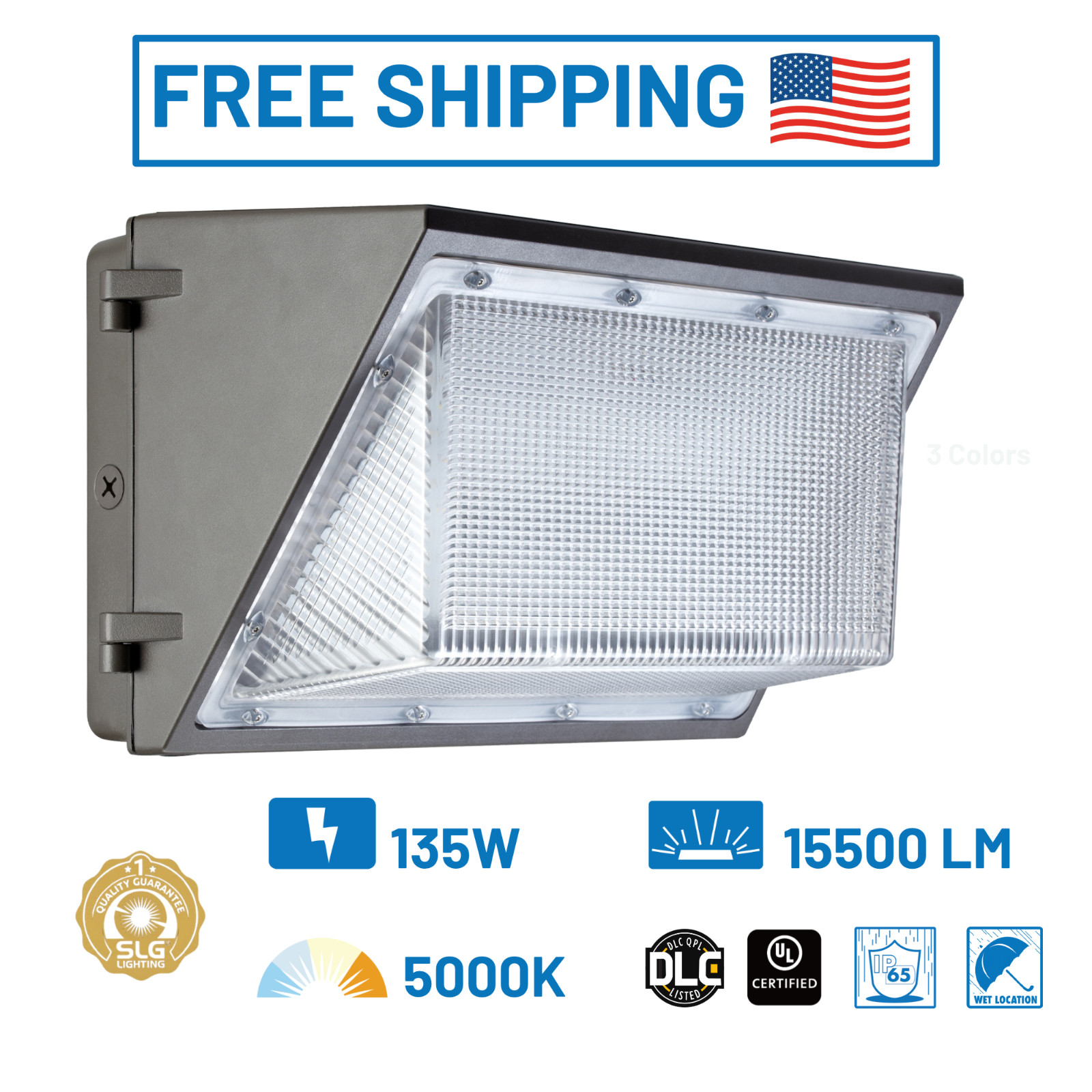 135W LED Large Wall Pack 15550 Lm 5000K Outdoor Security Light Dark Bronze SLG