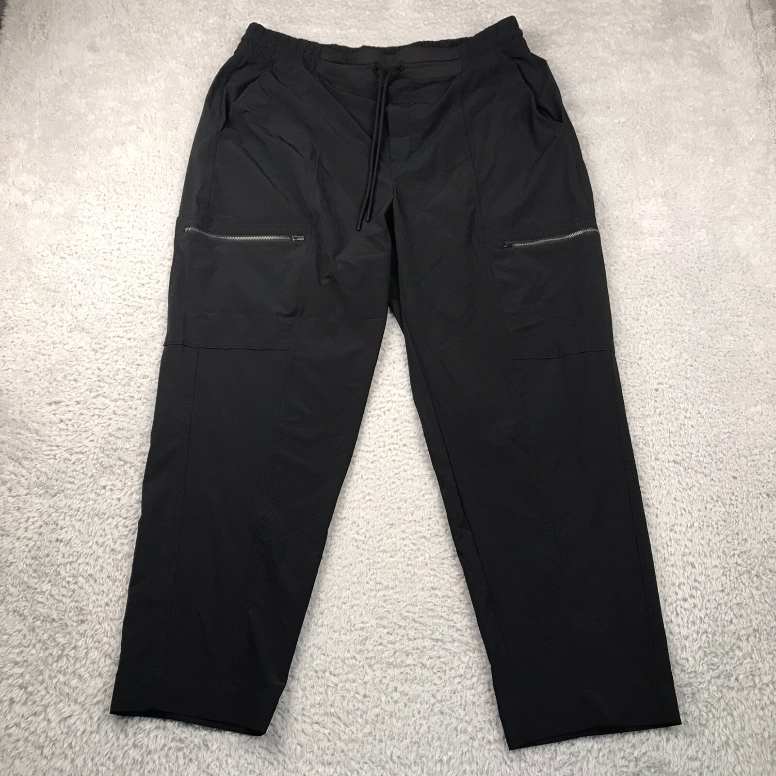Athleta High Road Cargo Pants Womens 16 Black Pull On Drawstring Performance