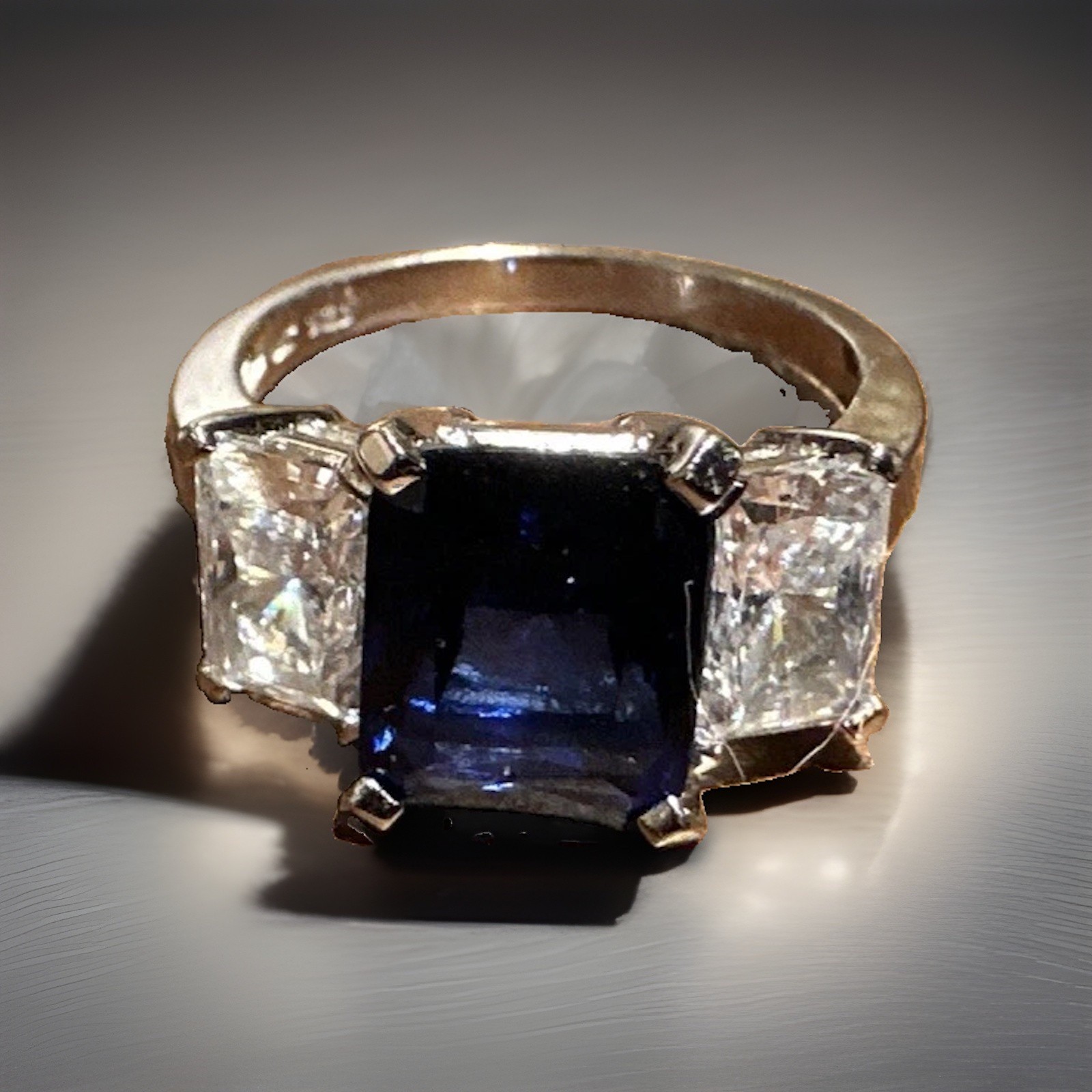 Crislu Sterling Silver 925 Engagement Ring Blue Emerald Style Ring Crislu Sterling Silver 925 Engagement Ring Blue Emerald Style Ring