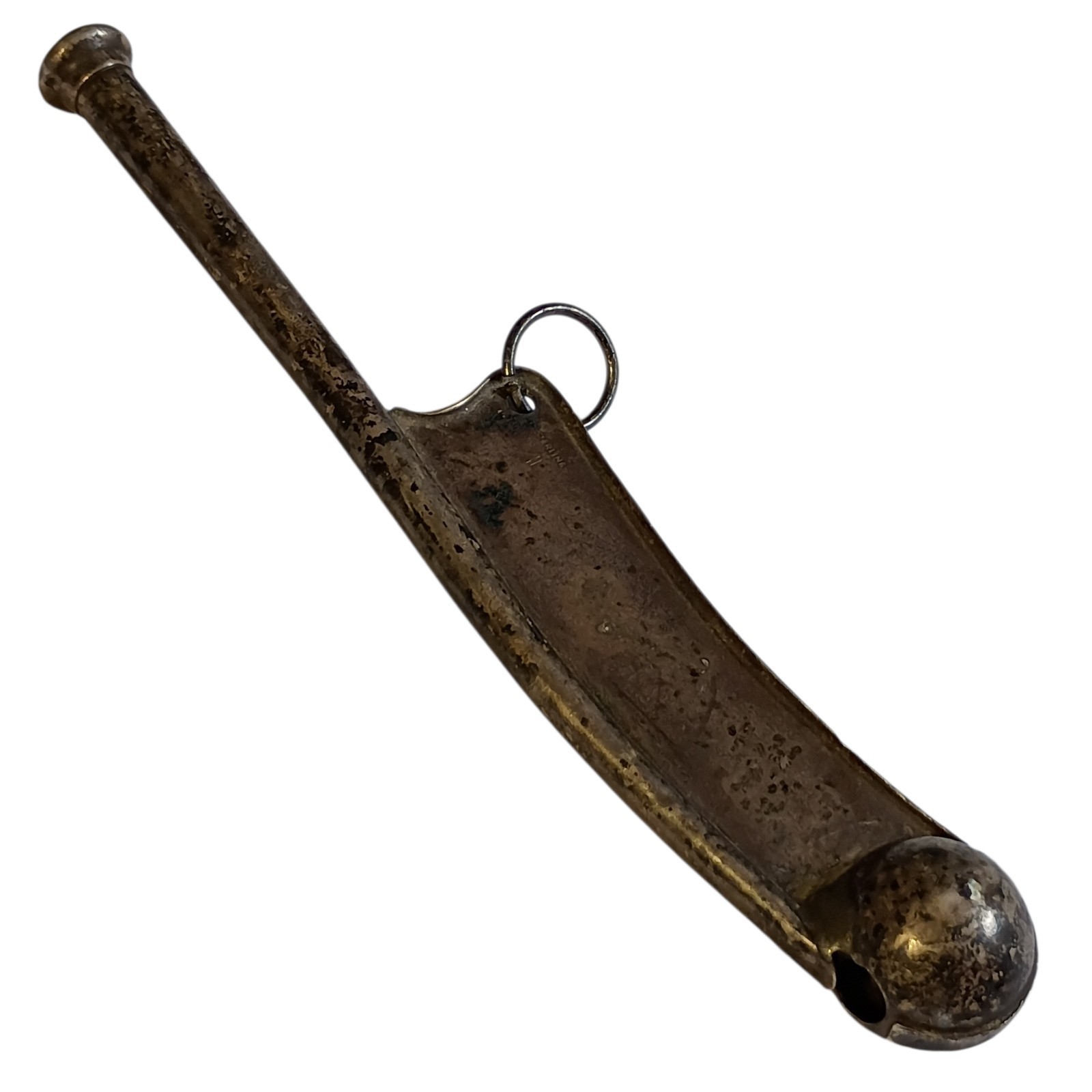 WW2 Large Sterling Silver Naval Bosun's Whistle Pipe Whistle WW2 Large Sterling Silver Naval Bosun's Whistle Pipe Whistle