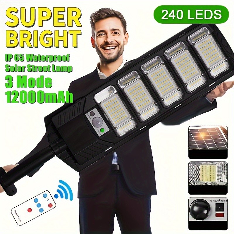 12000LM Solar Street Lights Outdoor with Motion Sensor,Remote Control,Waterproof 12000LM Solar Street Lights Outdoor with Motion Sensor,Remote Control,Waterproof