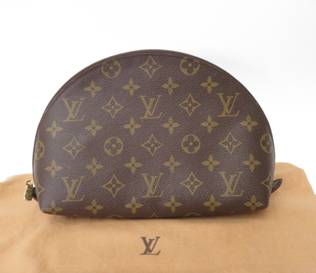 Authentic Louis Vuitton Monogram Trousse Demi Ronde Pouch Bag F#55503