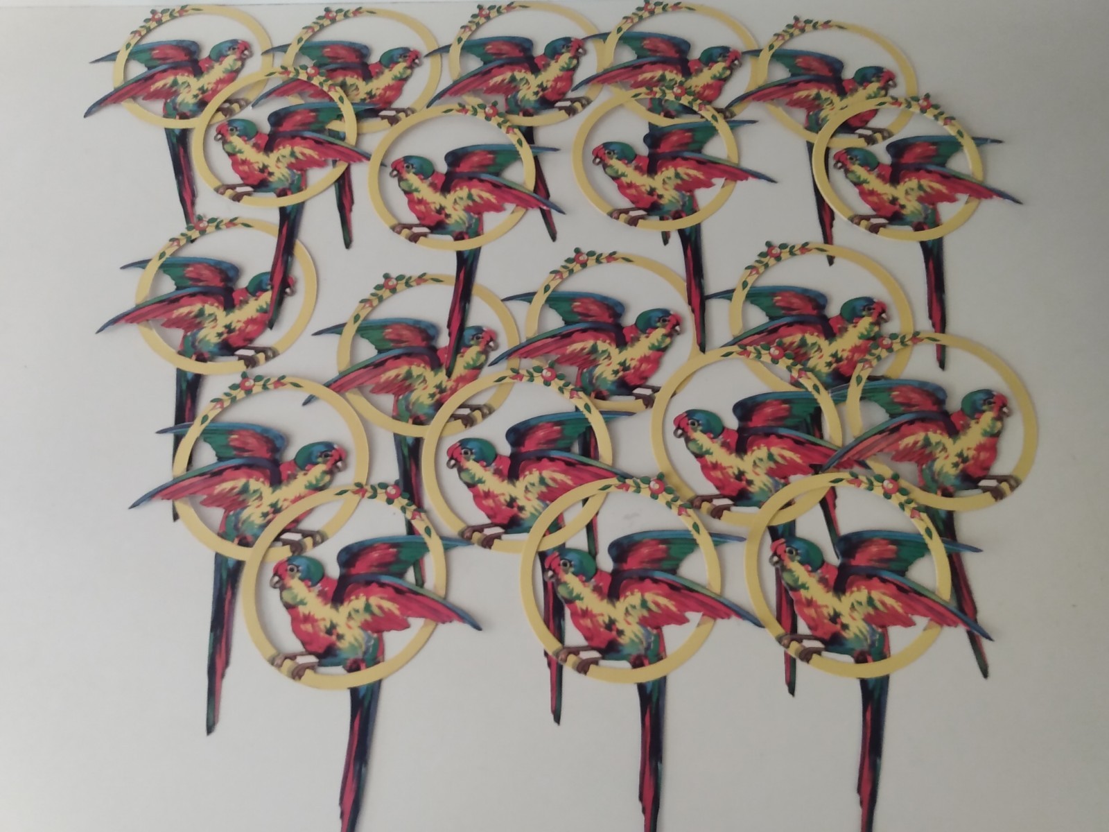 Vintage Lot 20 NEW Old Stock Vintage Die-Cut Party Decorations Parrots  Birds