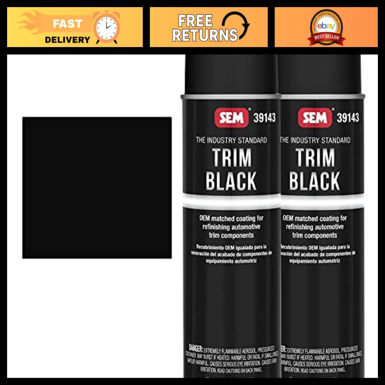 Black Trim Spray Paint Aerosol - 2 Pack, Fast-Drying, Durable Finish, Auto & Hom Black Trim Spray Paint Aerosol - 2 Pack, Fast-Drying, Durable Finish, Auto & Hom