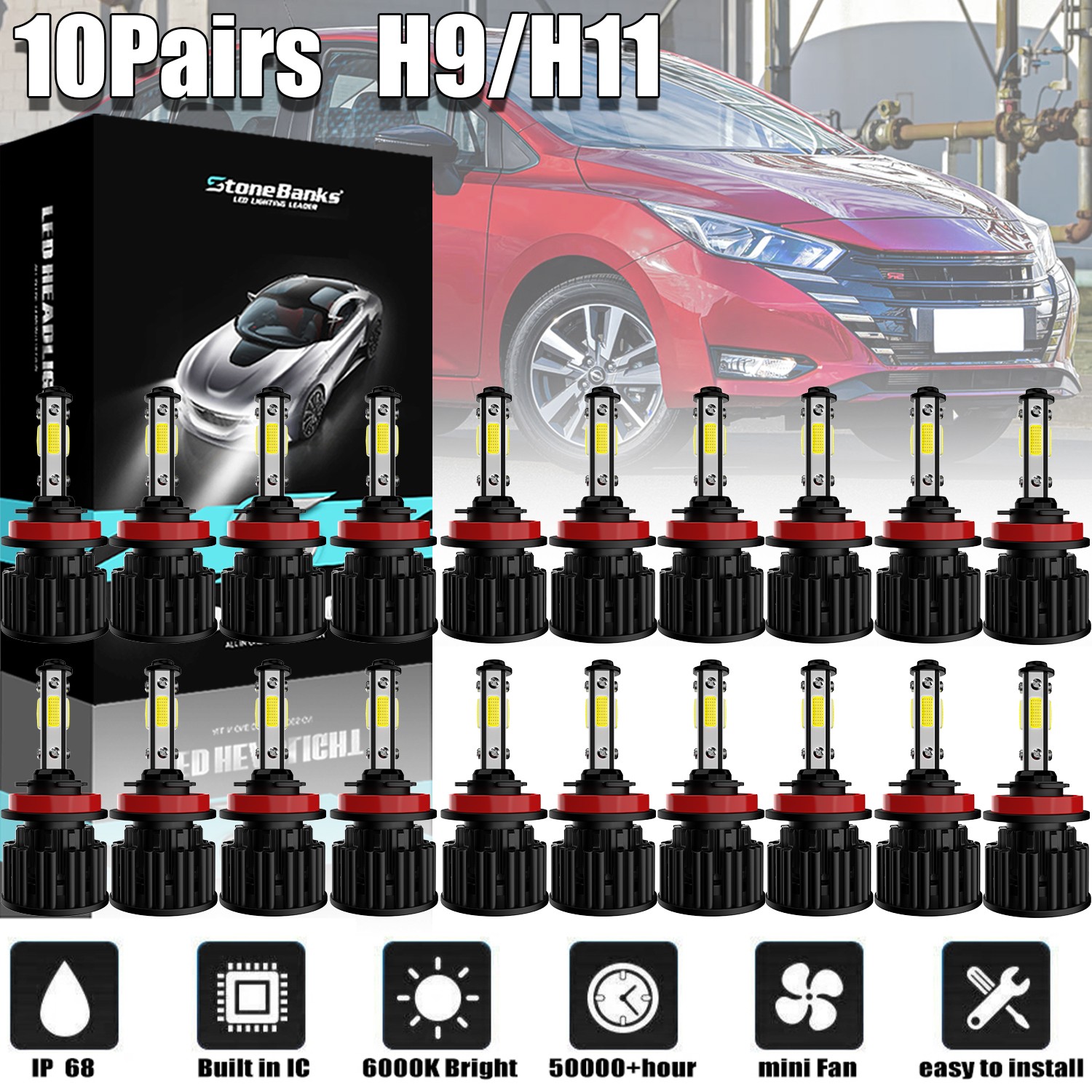 Wholesale 10Pair H11 LED Headlight Bulbs Kit 6500K Bright White Headlight Bulbs