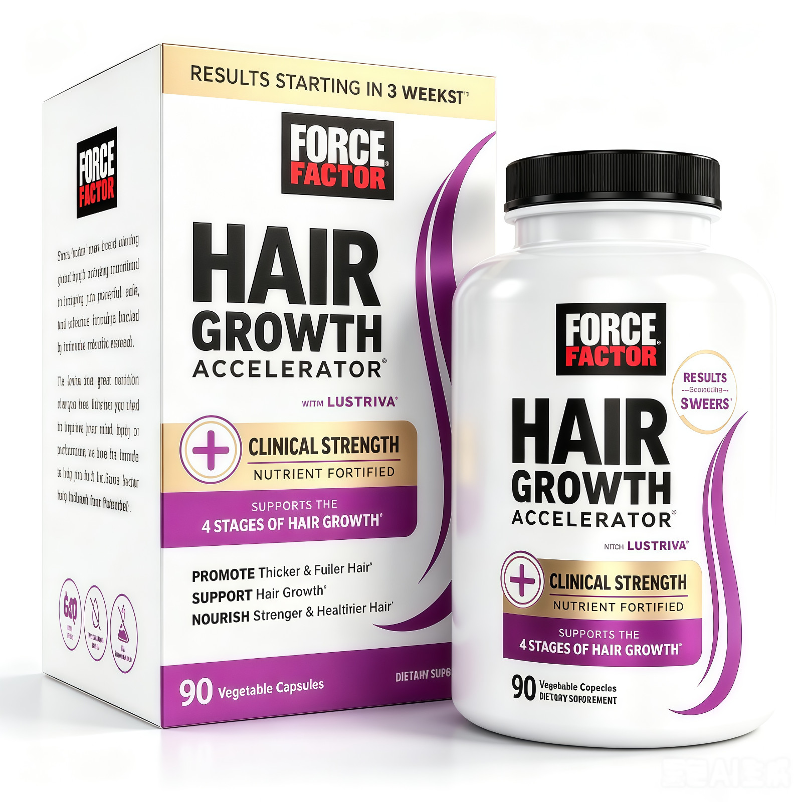 Force Factor Hair Growth Accelerator Capsules 90ct, Thicker & Stronger Hair Care