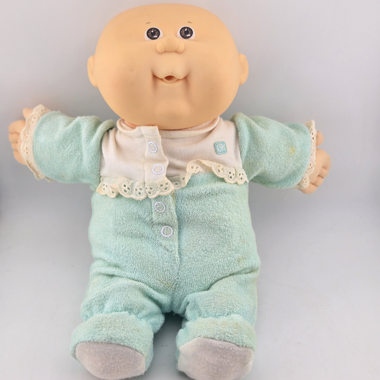 Coleco Cabbage Patch Kids Baby 1987 SS Red Sig Bald Brown Eyes Mint Terry Romper
