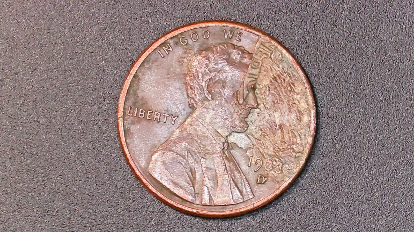 1983-D Lincoln Cent Possible Partial Reverse Brockage Mint Error Mirror AMERICA