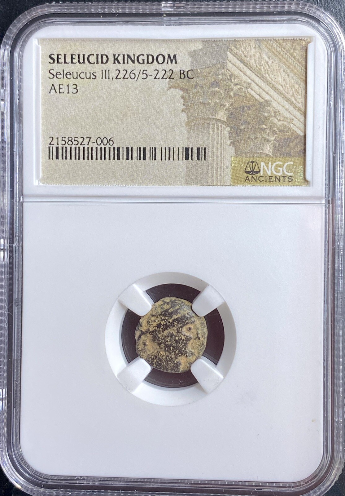 Greek Seleucid Kingdom Coin Seleucus III 226-222BC Apollo Seated NGC Genuine