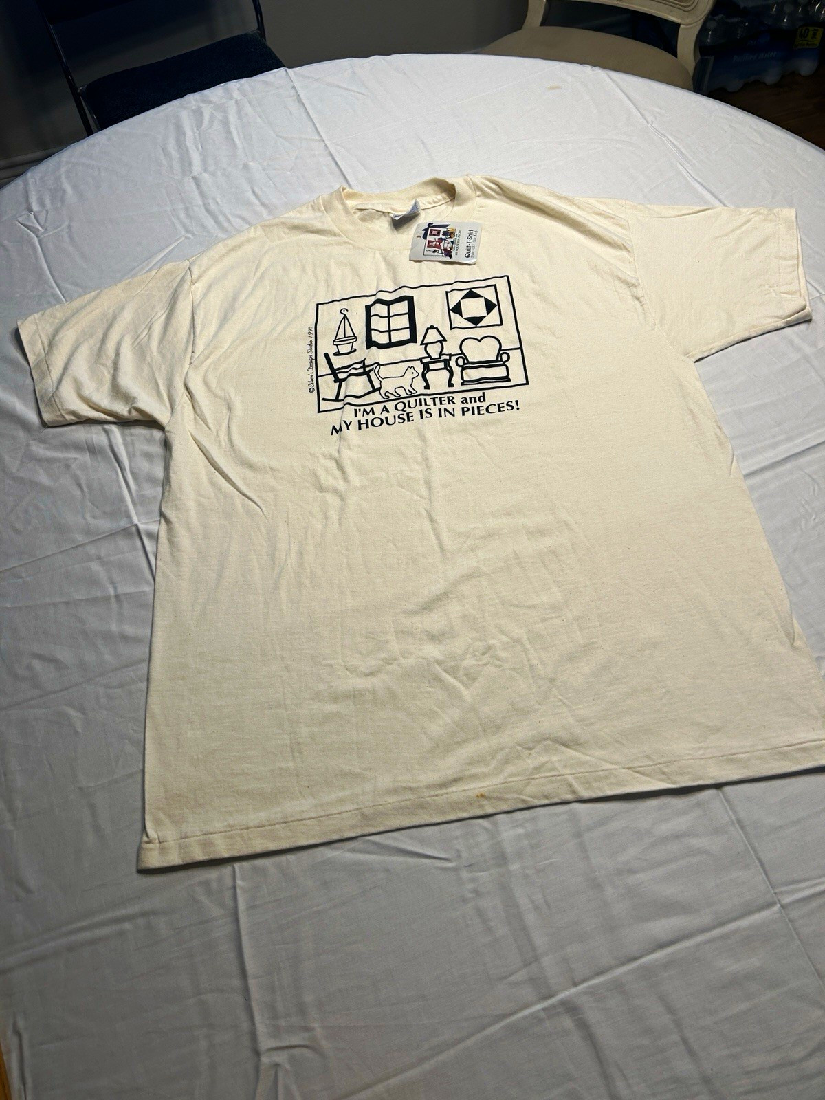  VTG Hanes Beefy-T 90s quilting funny graphic T-shirt XL single stitch USA