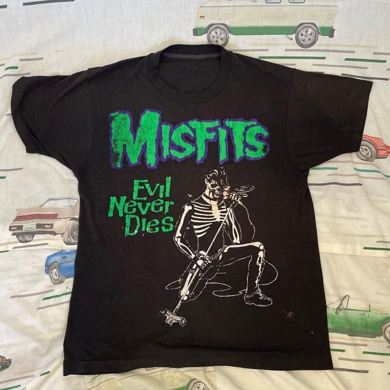 Vintage 90s Misfits Evil Never Dies Glenn Danzig Skeleton Devilock t-shirt Vintage 90s Misfits Evil Never Dies Glenn Danzig Skeleton Devilock t-shirt