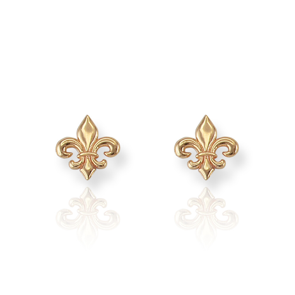 14K Yellow Gold Fleur De Lis Stud Earrings 14K Yellow Gold Fleur De Lis Stud Earrings