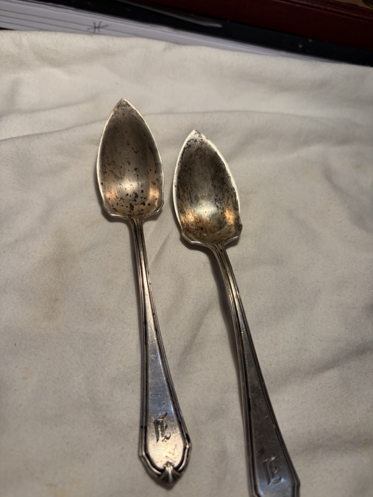 Pair 1891 Whiting, Mfg Sterling Silver Louis, X V Ice Cream Spoons
