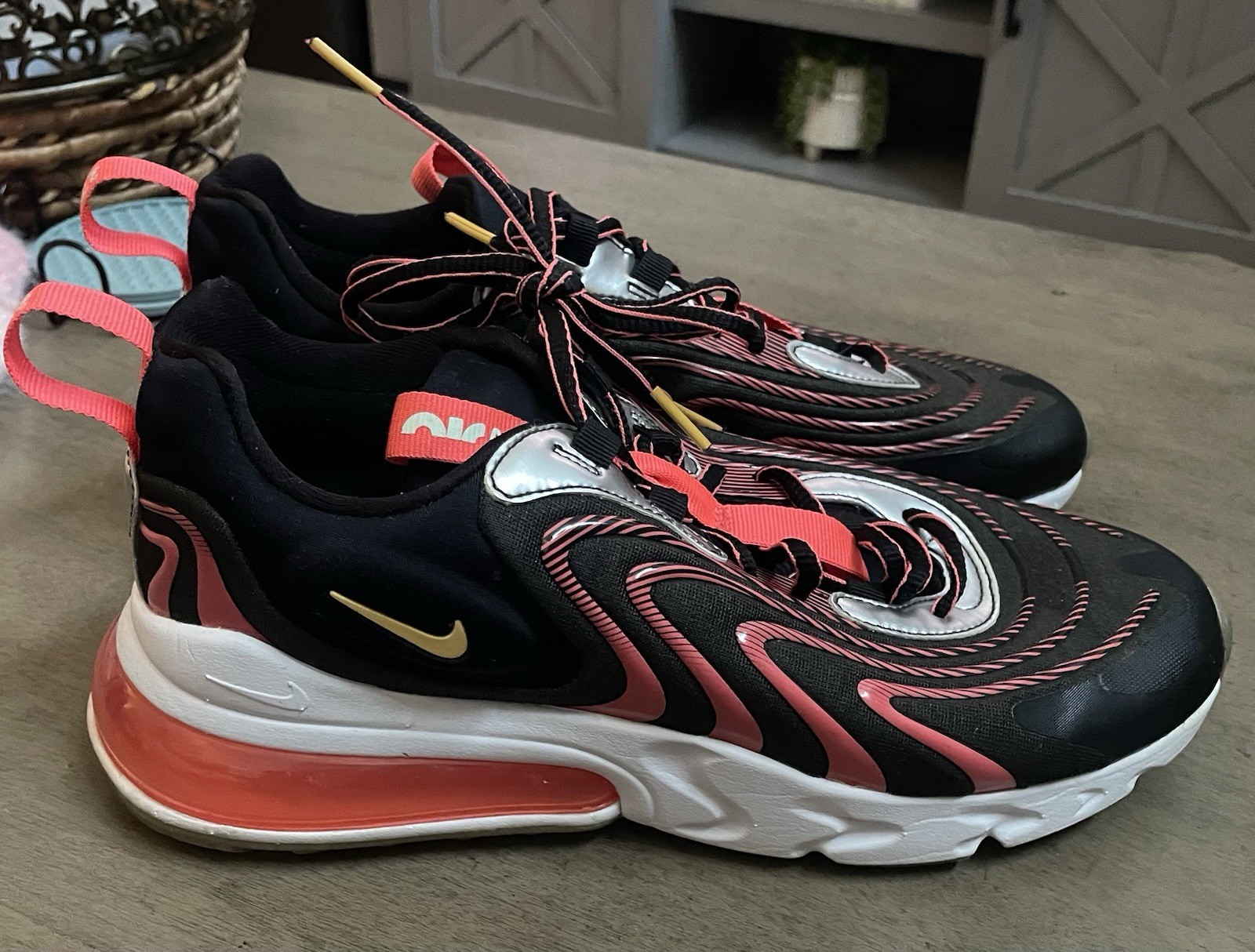 Nike Air Max 270 REACT ENG ‘Alien’ CW7302-001 Men’s US Size 8 Black Topaz Gold