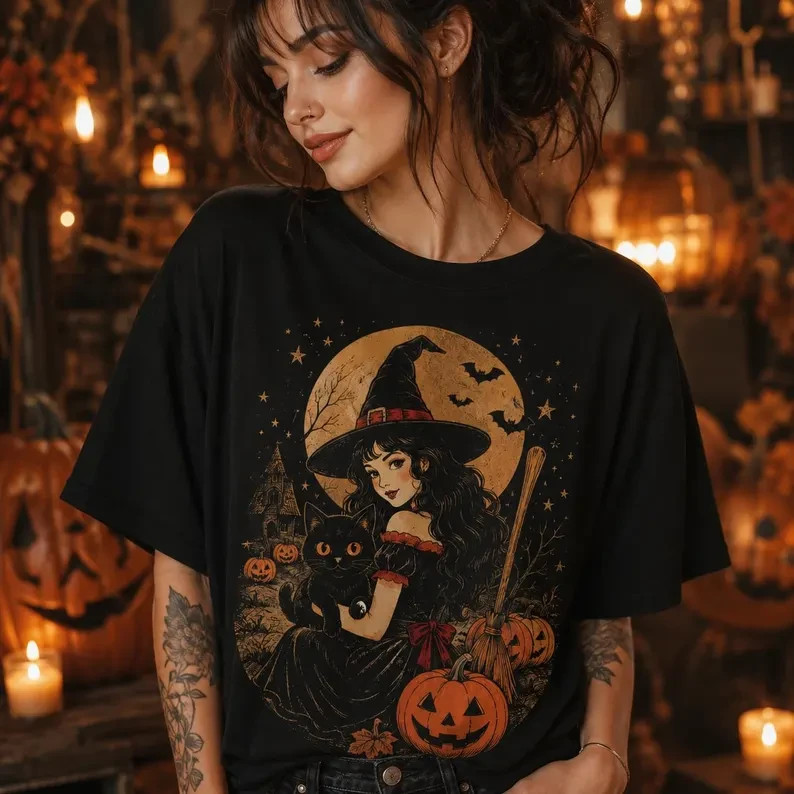 Retro Witch Shirt, Vintage Halloween Shirt, Witchy Graphic Tee Retro Witch Shirt, Vintage Halloween Shirt, Witchy Graphic Tee