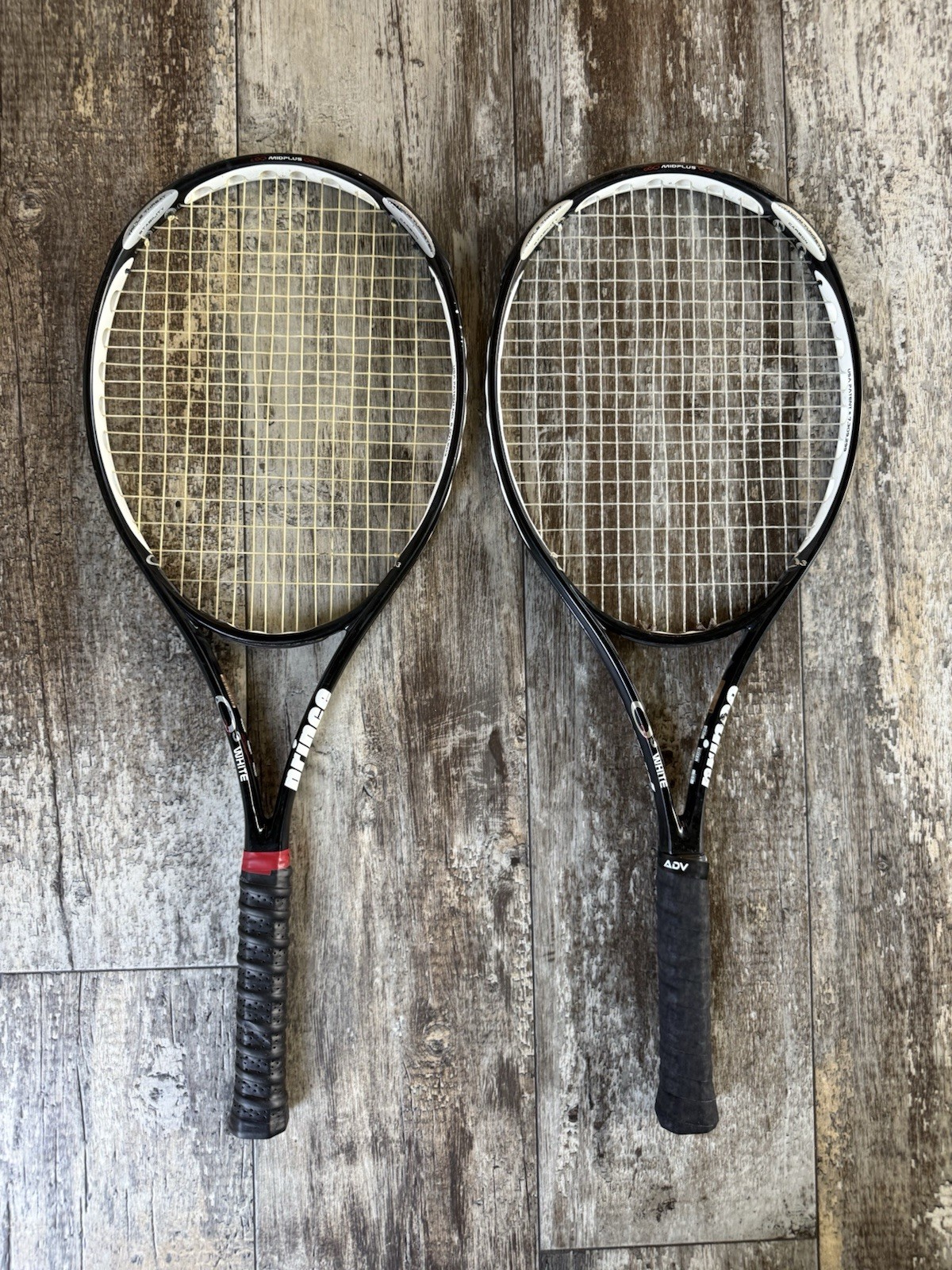 2 used Prince O3 White Midplus tennis racquet