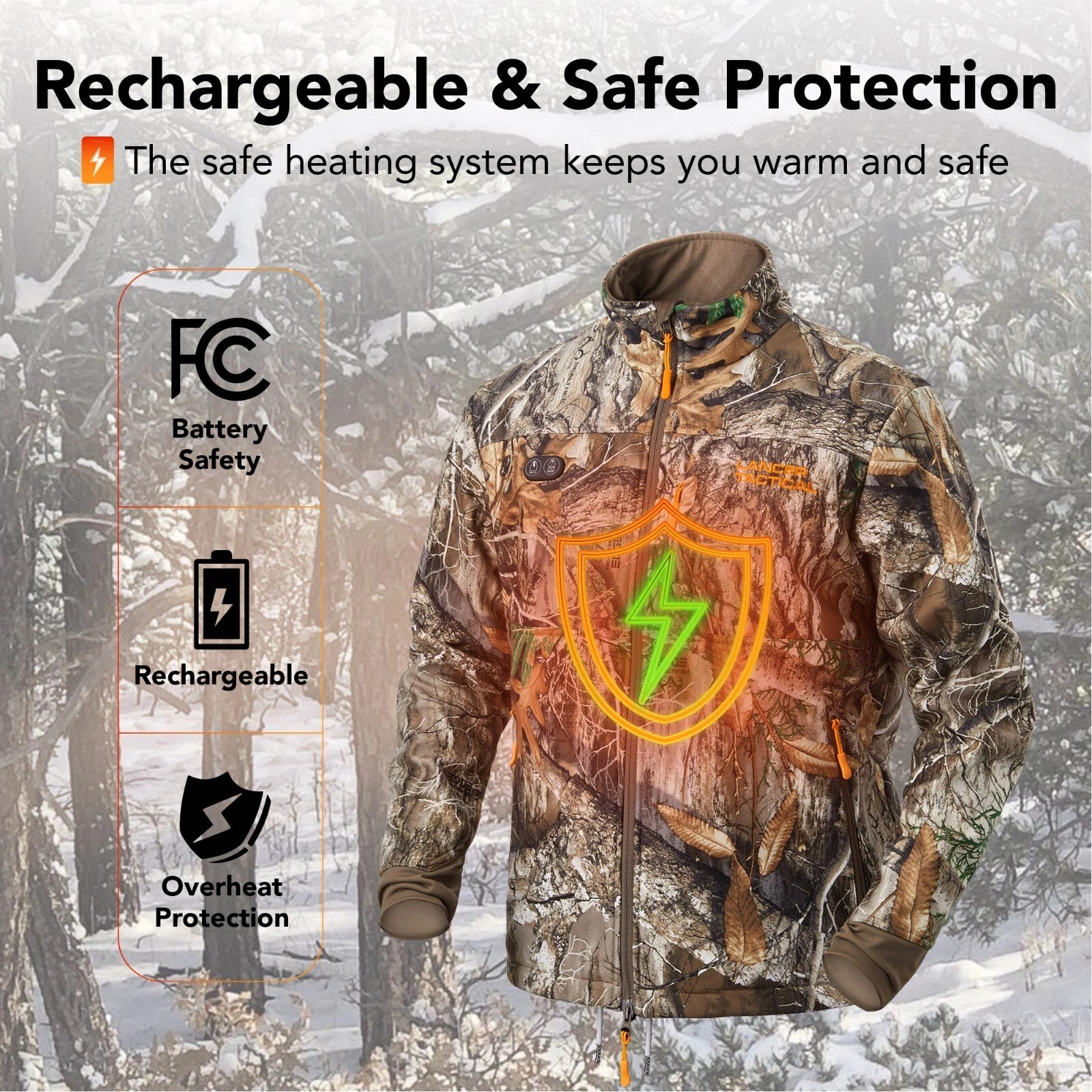 USB Heated Men Jacket with Battery Waterproof Outdoor Hiking Hunting Jacket