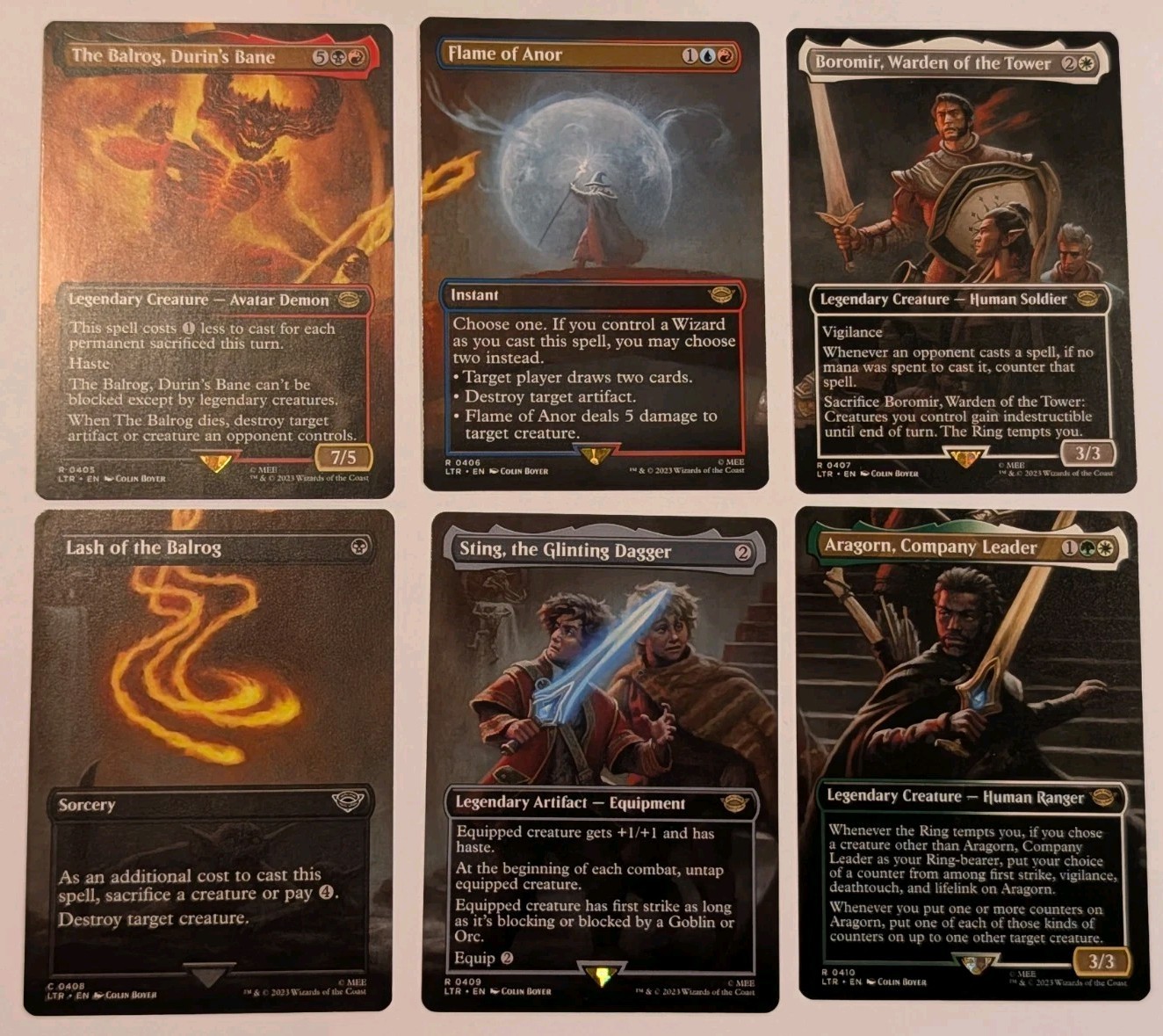 Gandalf & the Balrog COMPLETE SET Borderless Scene Cards Lord of the Rings MTG