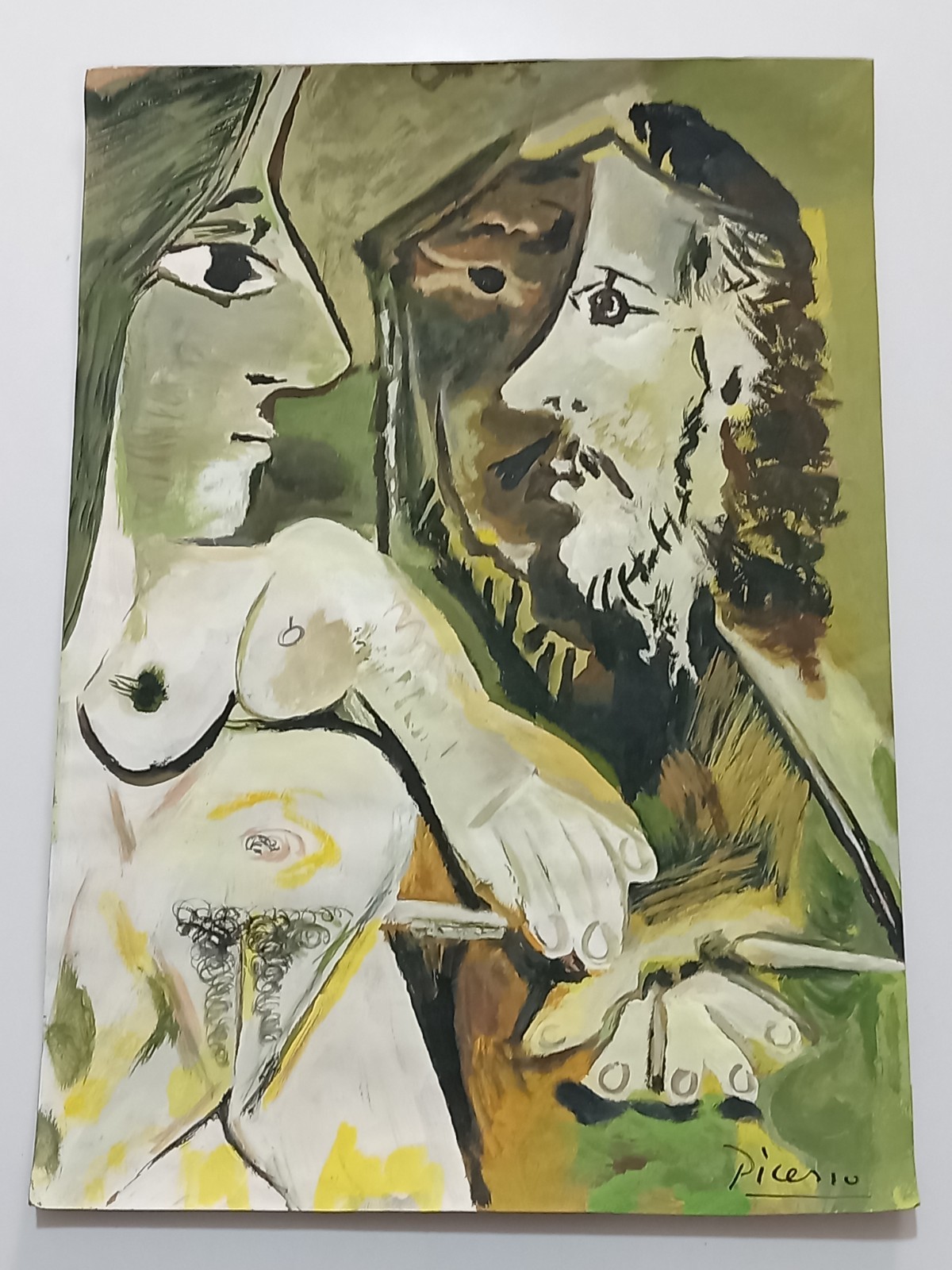 Pablo Picasso Drawing on paper (Handmade) signed and stamped mixed media.