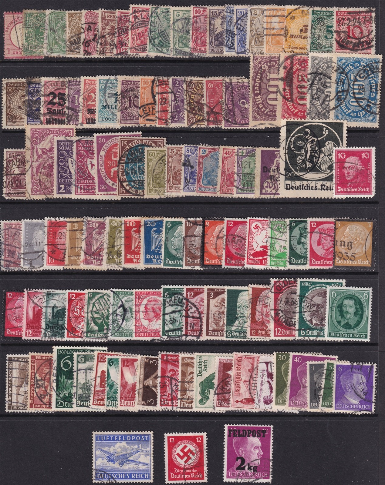 Lot-R Stamp Germany WWII 3rd Reich Hitler Hindenburg 100 Different Premium U
