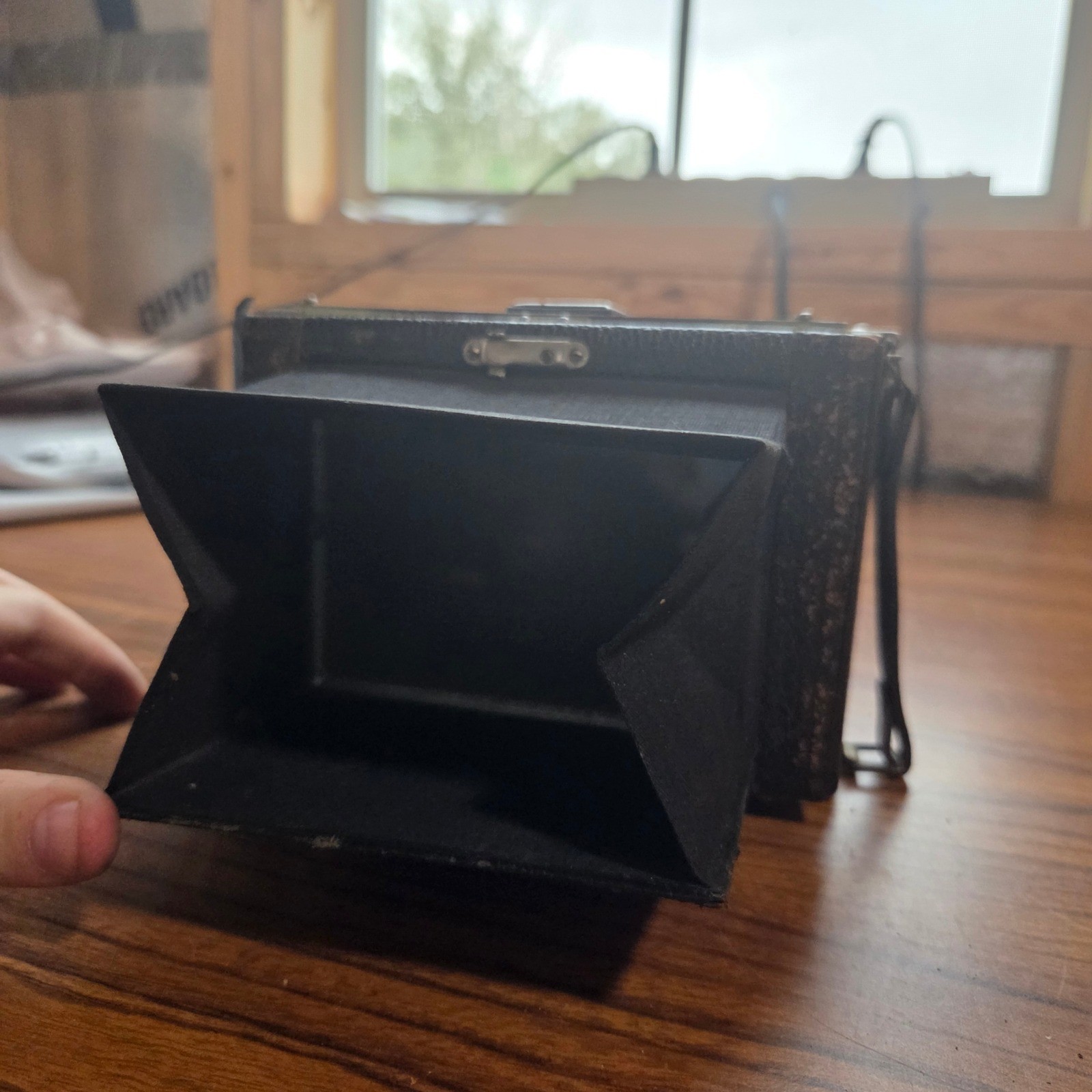 Vintage Antique Folding Bellows Camera Black Leatherette Untested Display Piece