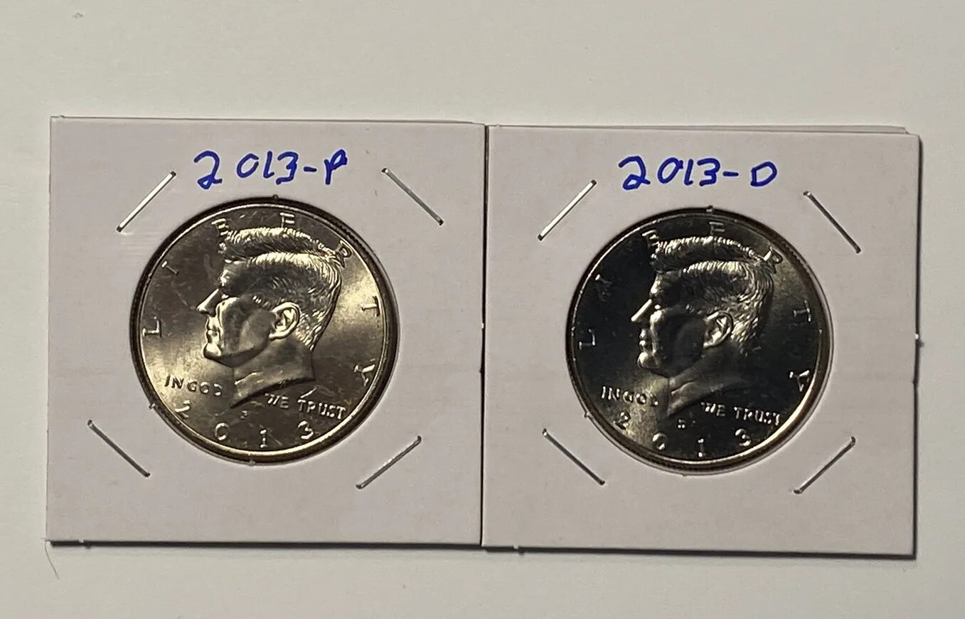 2013 P&D KENNEDY HALF DOLLAR Set (2 COIN SET) Brilliant Uncirculated Quality.
