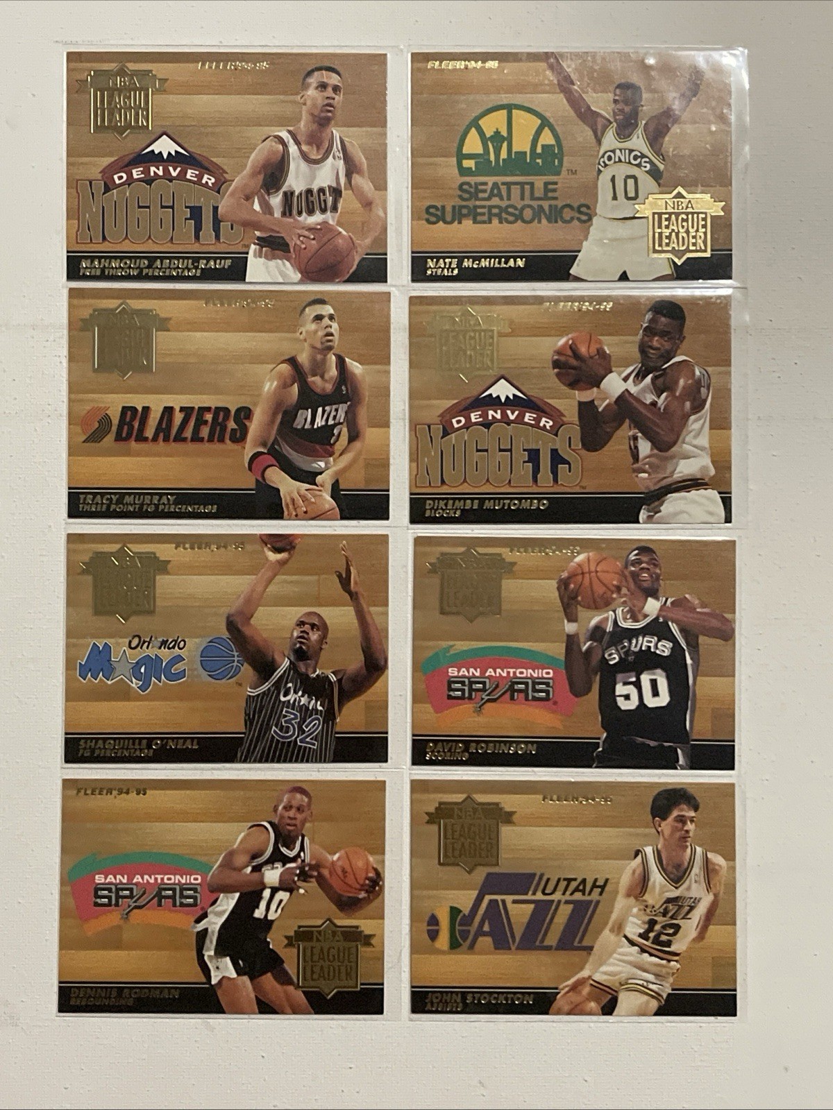 94-95 Fleer NBA League Leader Series / Complete Set Of 8 / Shaq & Rodman.