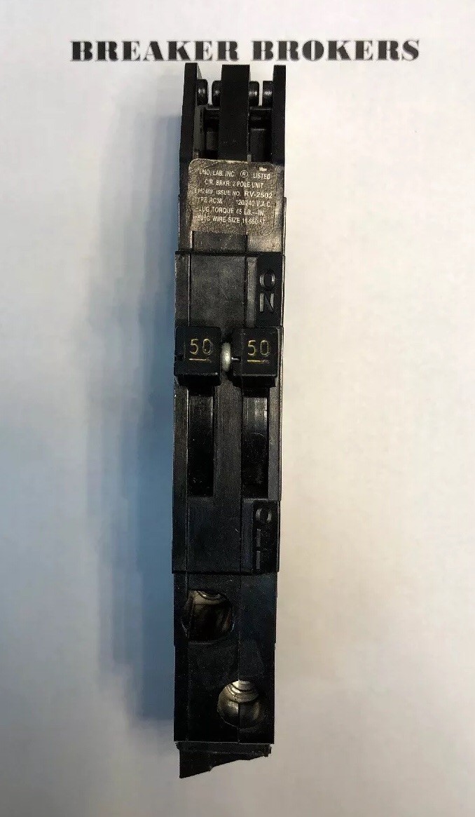 Zinsco GTE Sylvania 50 AMP 2 Pole Breaker Type RC-38 with 240V PIN  SHIPS TODAY