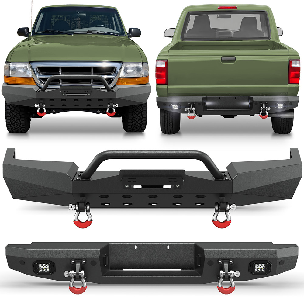 For 1998-2011 Ford Ranger Front or Rear Bumper w/Sensor Holes & 18W LED Lights