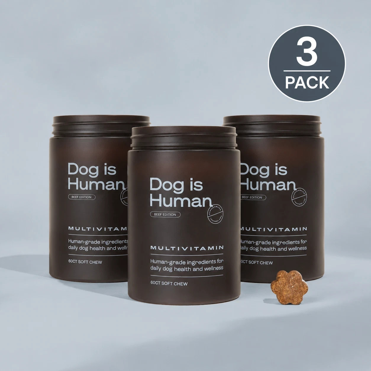 Dog Is Human Daily Multivitamin Beef Soft Chews 3 Pack 180 Count Dog Vitamins US