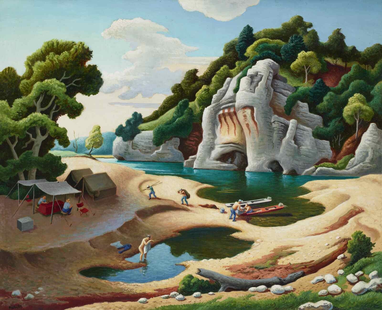 Thomas Hart Benton Fishermen\'s Camp Buffalo River American Regionalism