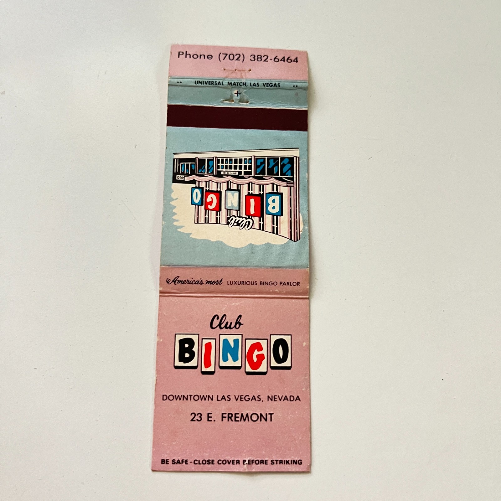 Club Bingo Downtown Las Vegas NV Vintage Matchbook Cover TMB89-3 Club Bingo Downtown Las Vegas NV Vintage Matchbook Cover TMB89-3