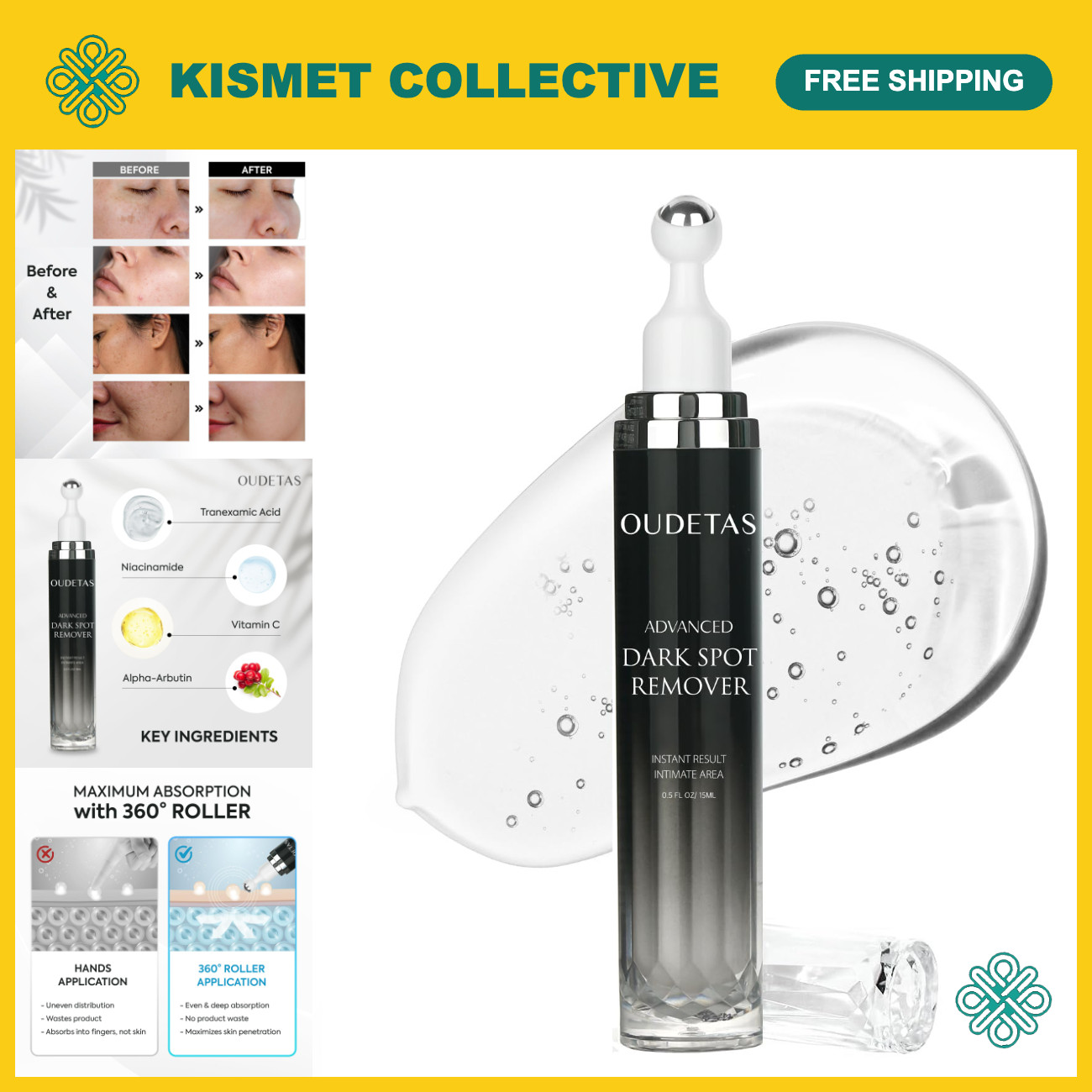 Dark Spot Remover for Face - Sun & Age Spot Corrector, 15ml, Skin Brightening Tr