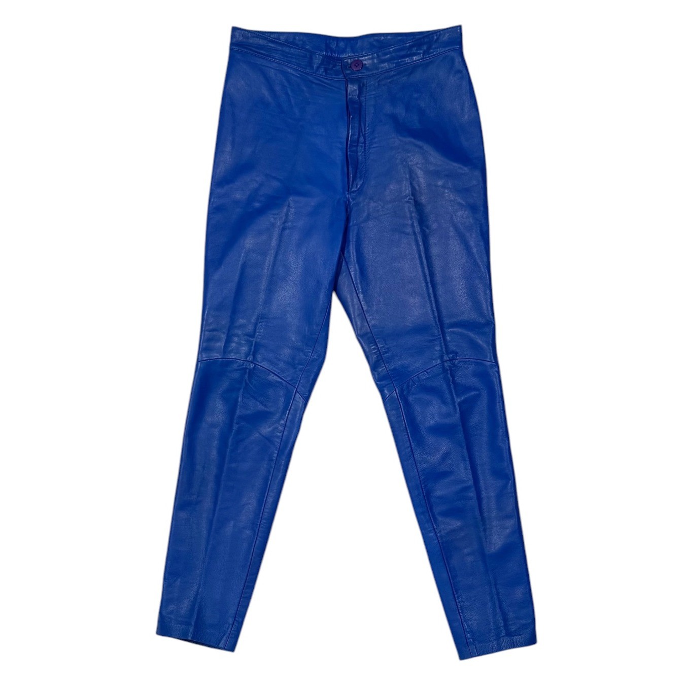 Michael Hoban North Beach Leather Pants Blue Vintage Tapered High Waist 11/12 Michael Hoban North Beach Leather Pants Blue Vintage Tapered High Waist 11/12