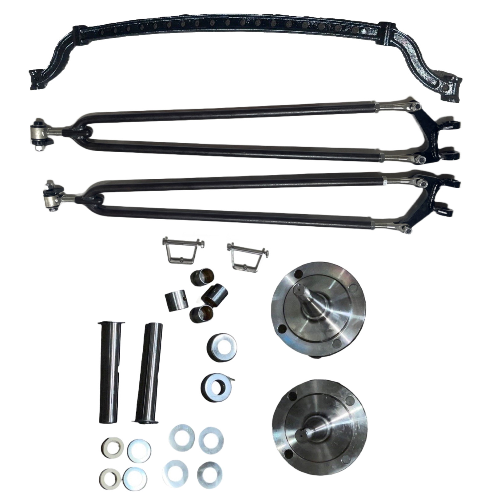 1929-1948 Ford 47\'\' Drilled 4\'\' Drop I-Beam Axle Bat Wings Hairpins Spindle Kit