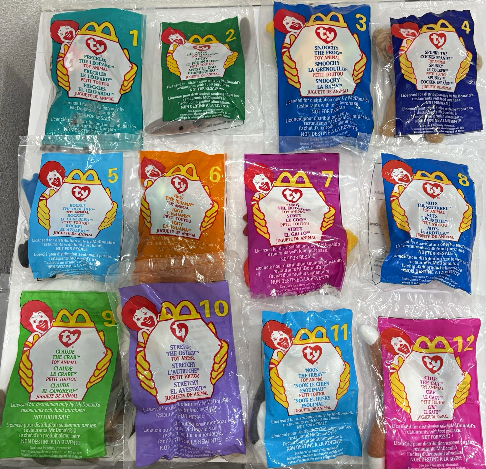 COMPLETE SET (1-12) Vintage 1999 McDonald\'s Ty Teenie Beanie Babies 100% Sealed COMPLETE SET (1-12) Vintage 1999 McDonald\'s Ty Teenie Beanie Babies 100% Sealed