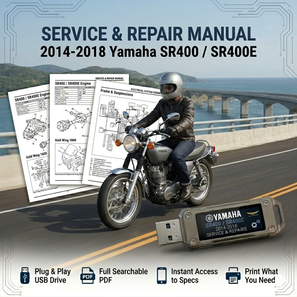 YAMAHA SR400 SR400E 2014 2015 2016 2017 2018 SERVICE REPAIR SHOP MANUAL USB