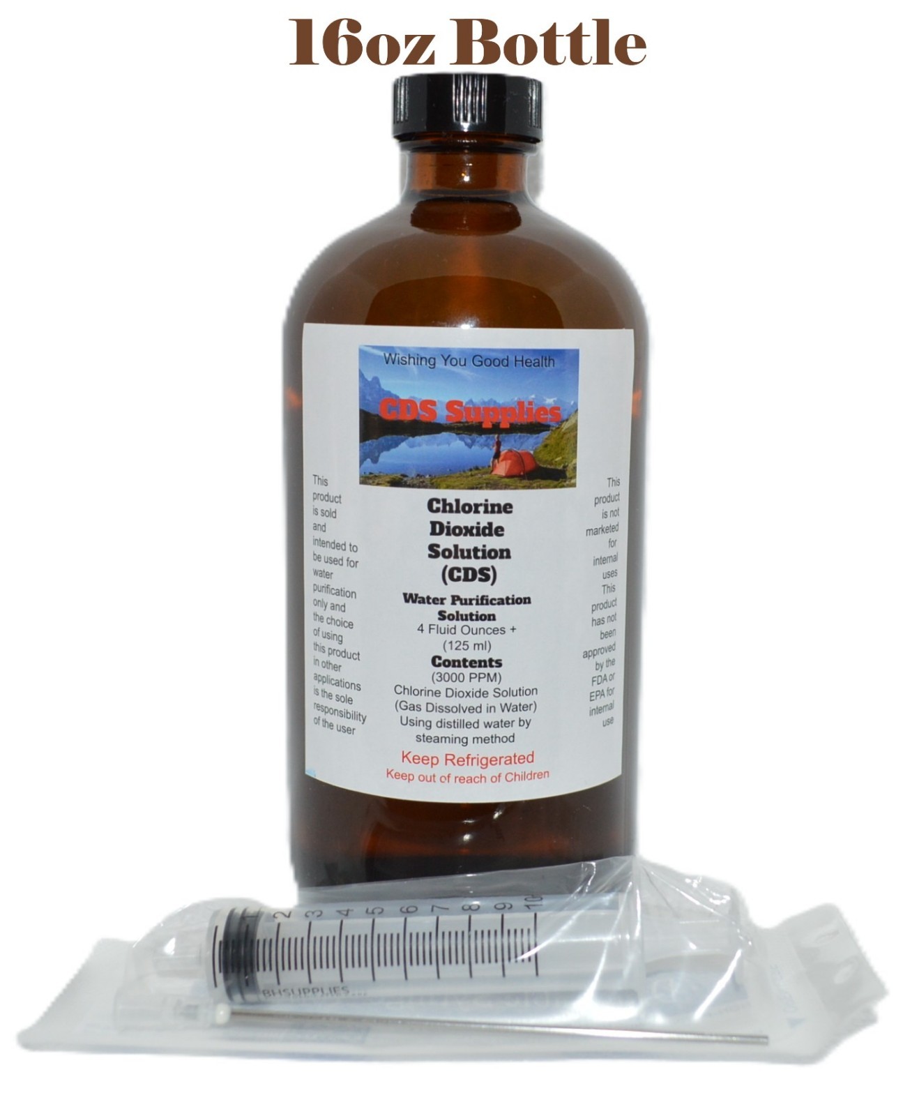 CDS Water Purification Solution 100% Pure 3000ppm 16oz Glass Bottle Ready Made