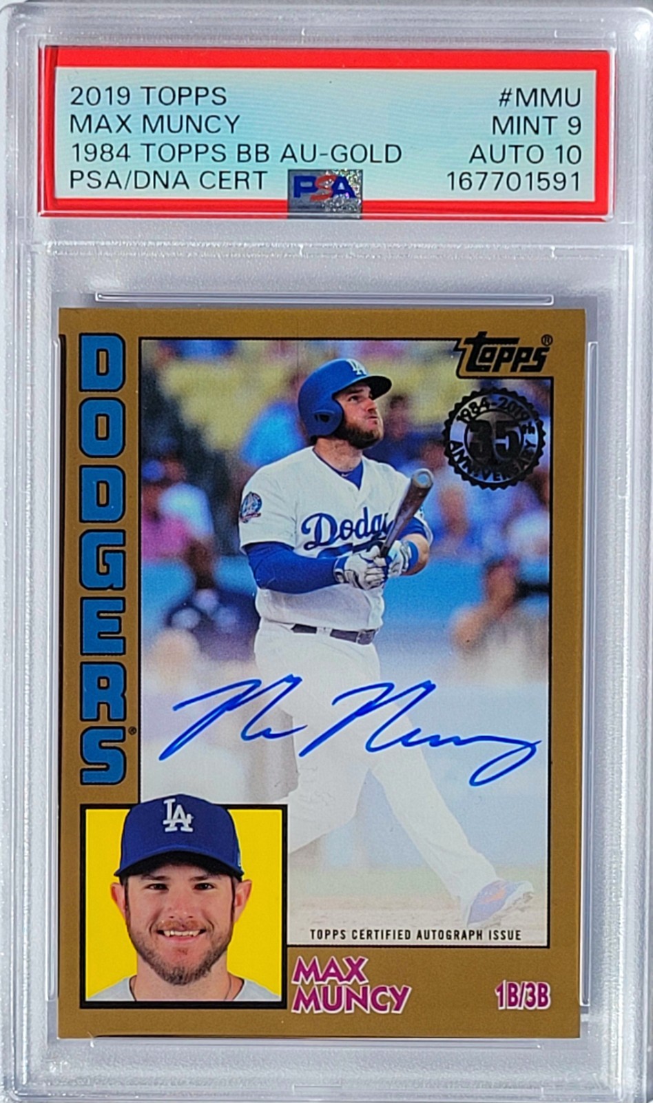 2019 Topps 1984 Topps BB AUTO Gold MAX MUNCY #84A-MMU 23/50 PSA 9/10 DODGERS 2019 Topps 1984 Topps BB AUTO Gold MAX MUNCY #84A-MMU 23/50 PSA 9/10 DODGERS