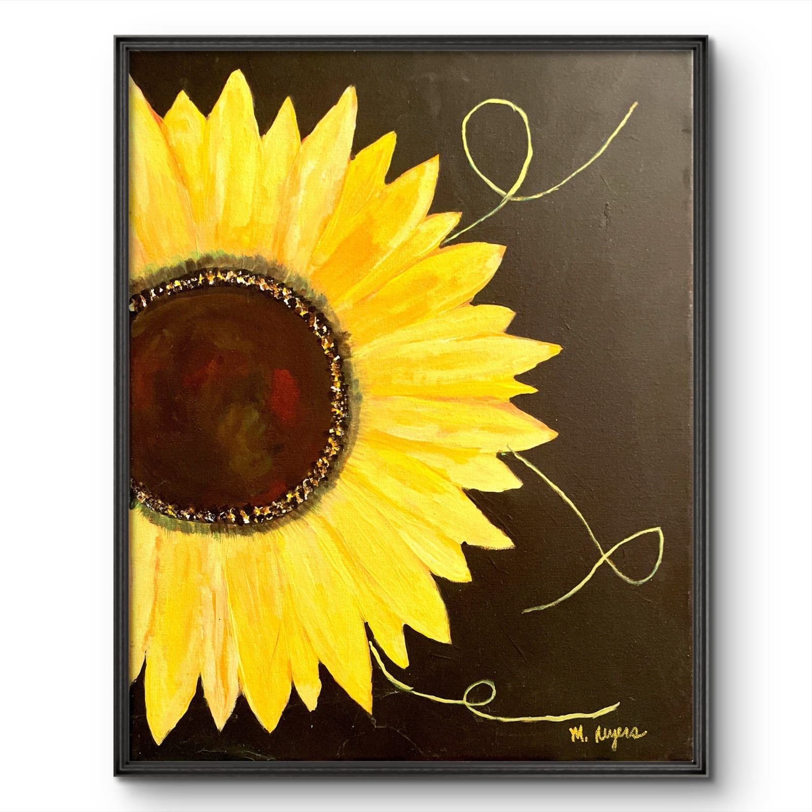 Mary Myers Original Sunflower Painting 16x20 Acrylic Canvas Floral Art