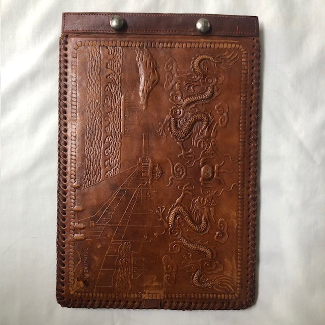 Authentic WWII‑Era “My Oriental Album” – Tsingtao Pier Embossed Leather Cover