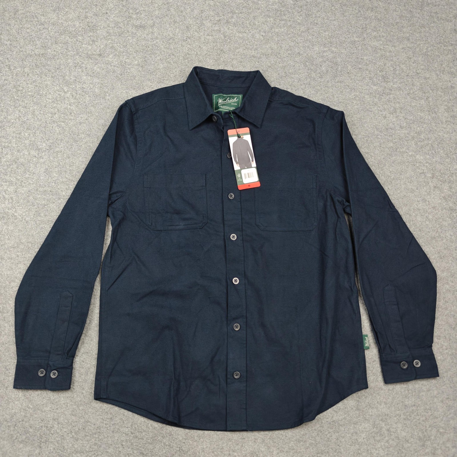 Woolrich Shirt Mens Medium Blue Cotton Chamois Long Sleeve Button Up Casual