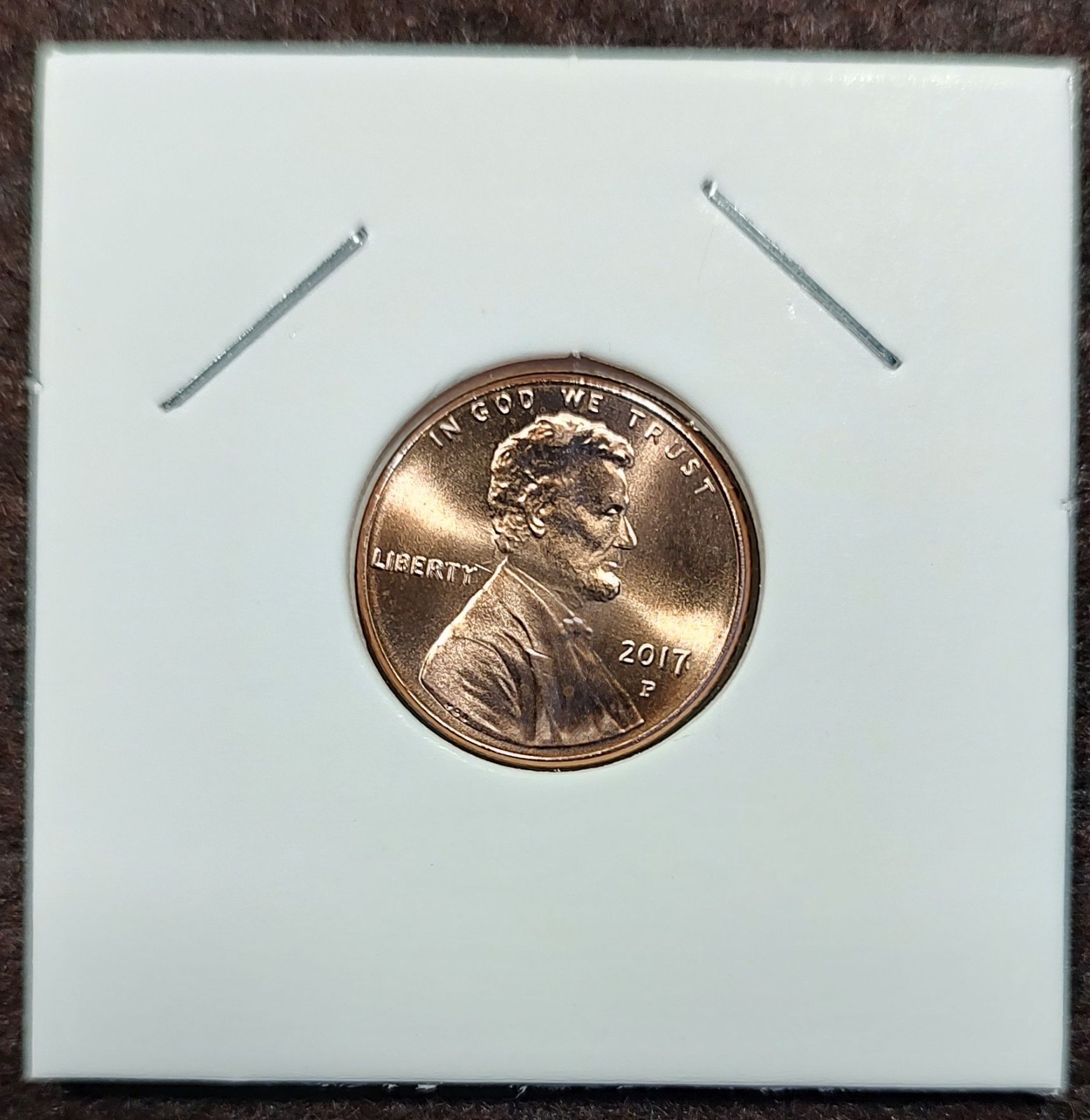 2017-P Penny Uncirculated Lincoln Shield Cent.  Ships Free.