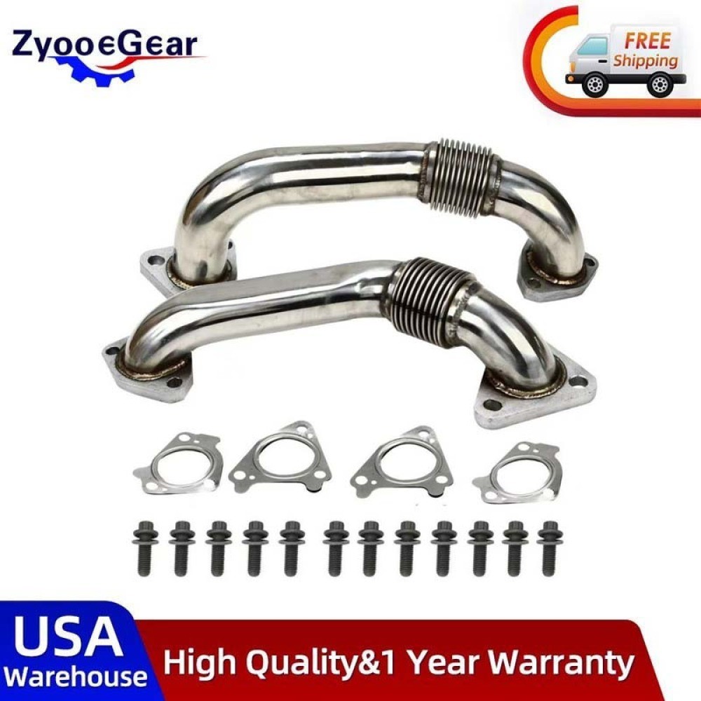 Heavy Duty Upgraded 304SS Up Pipes W/ Gaskets Fit 6.6L 01-16 GMC Chevy Duramax