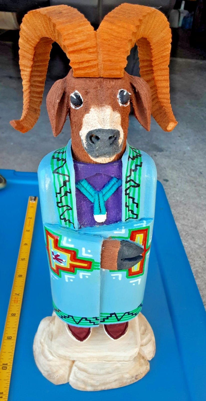 NAVAJO FOLK ART by MARVIN JIM NATIVE AMERICAN Mt Sheep Signed Impressive Rare