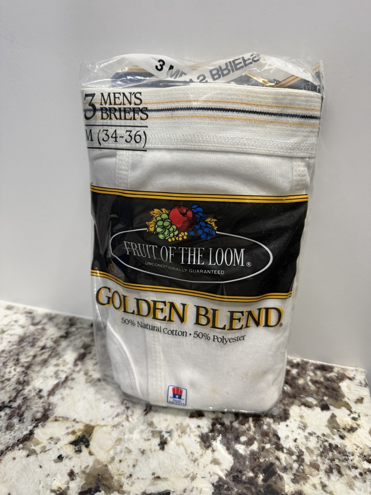 Vintage 1980s Fruit of the Loom Golden Blend Men\'s Briefs 3-Pack - Size (34-36) Vintage 1980s Fruit of the Loom Golden Blend Men\'s Briefs 3-Pack - Size (34-36)