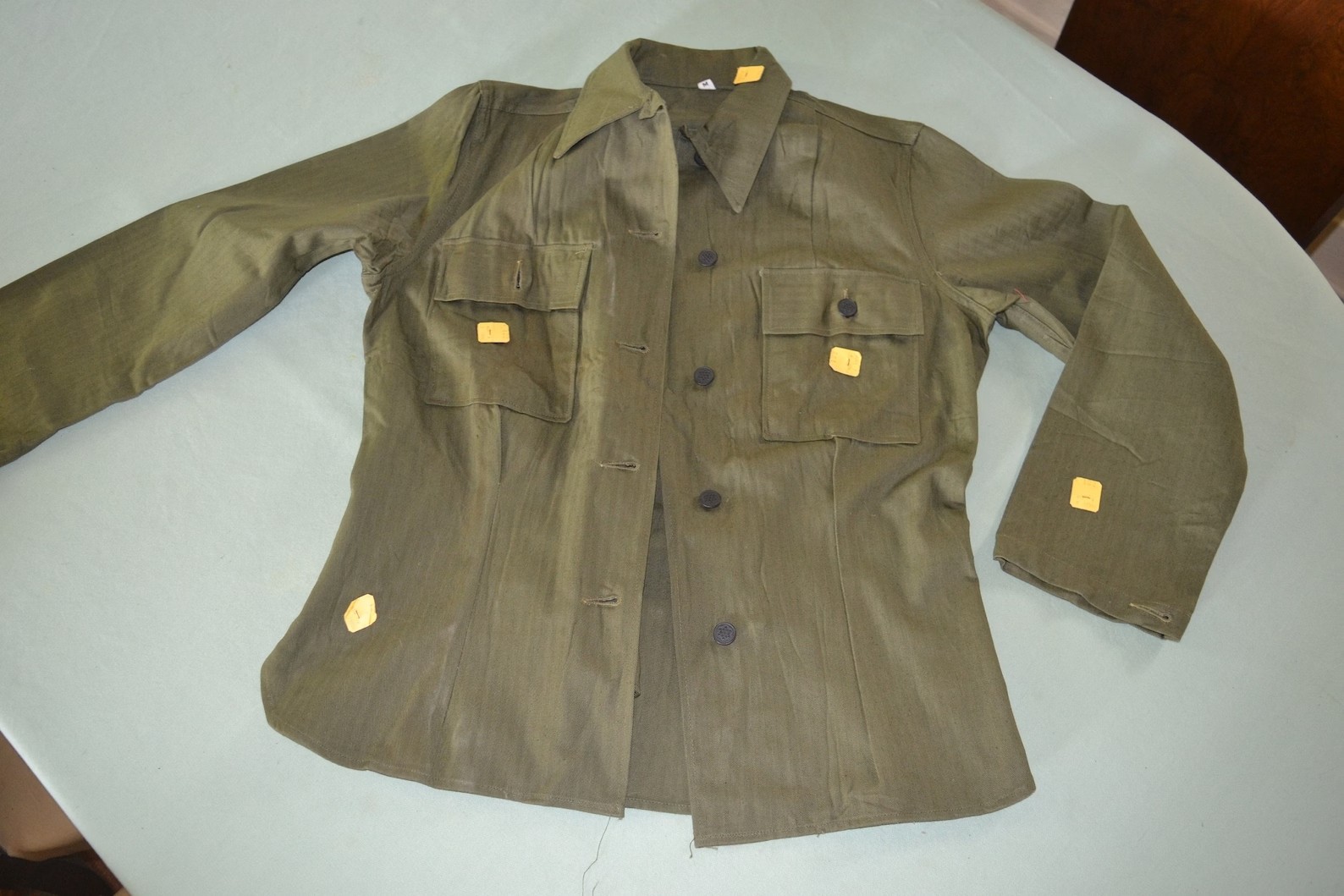 Original WW2 US army HBT womens shirt w/ cutter tags, unworn dated 42.