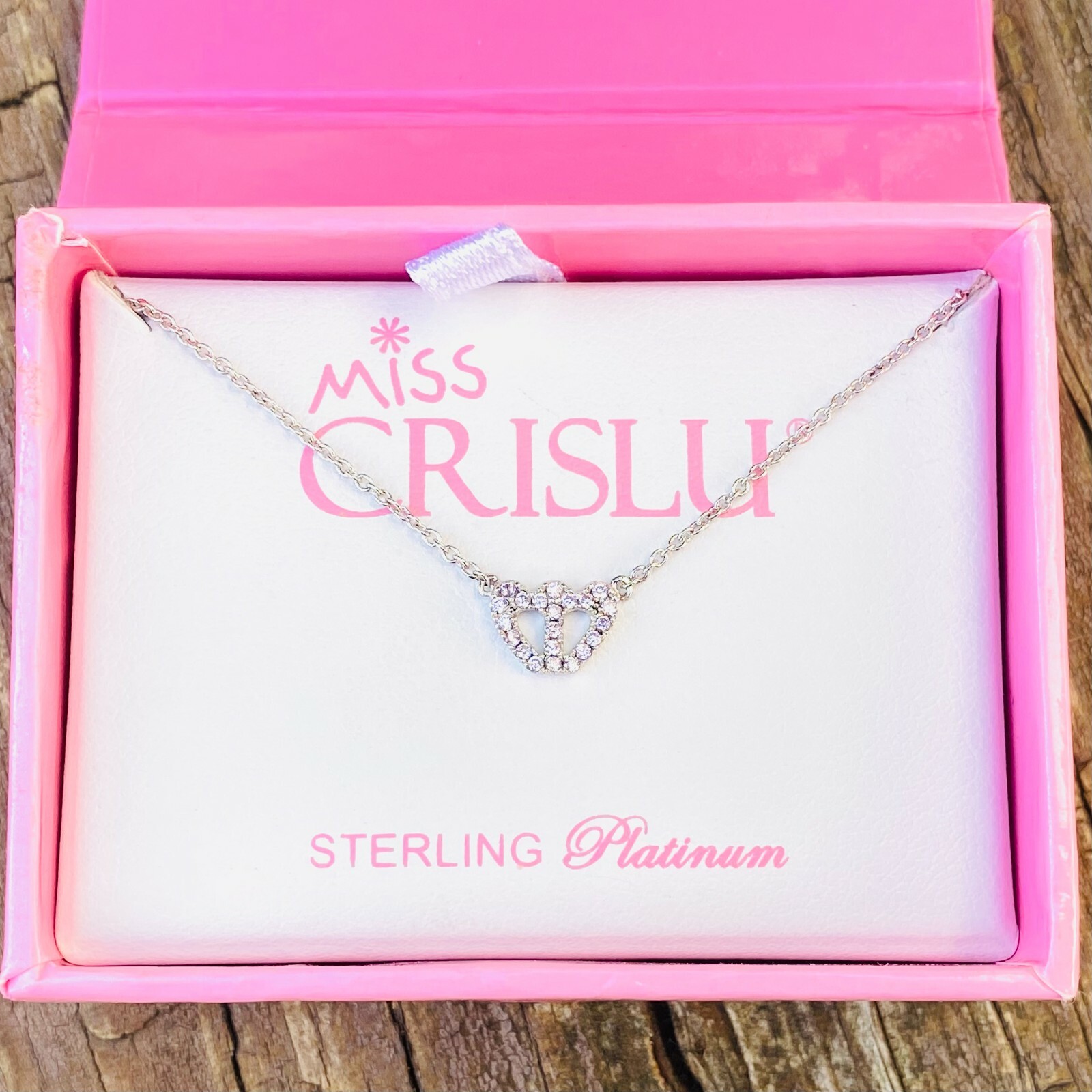 Miss Crislu Girls\' Pink CZ Crown Necklace