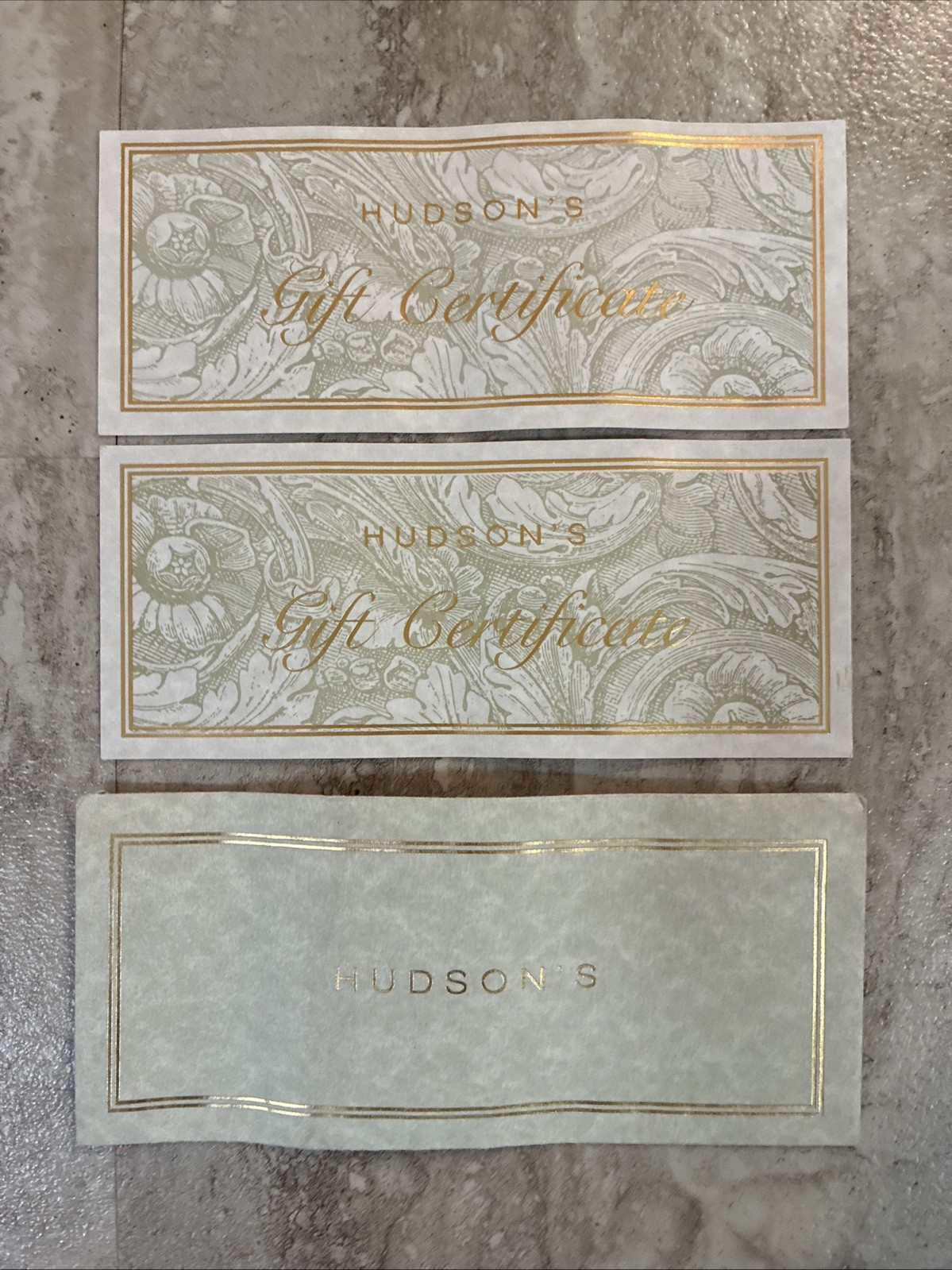 Vintage Hudson’s 2 Paper Gift Certificates & Envelope Vintage Hudson’s 2 Paper Gift Certificates & Envelope