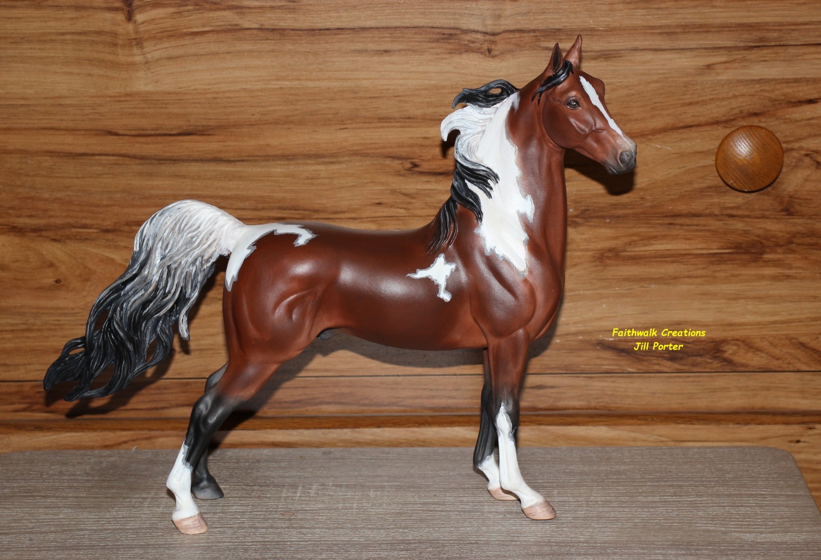 OOAK Breyer Trad Size #571 Standing Saddlebred Stallion Custom Bay Tobiano Horse OOAK Breyer Trad Size #571 Standing Saddlebred Stallion Custom Bay Tobiano Horse